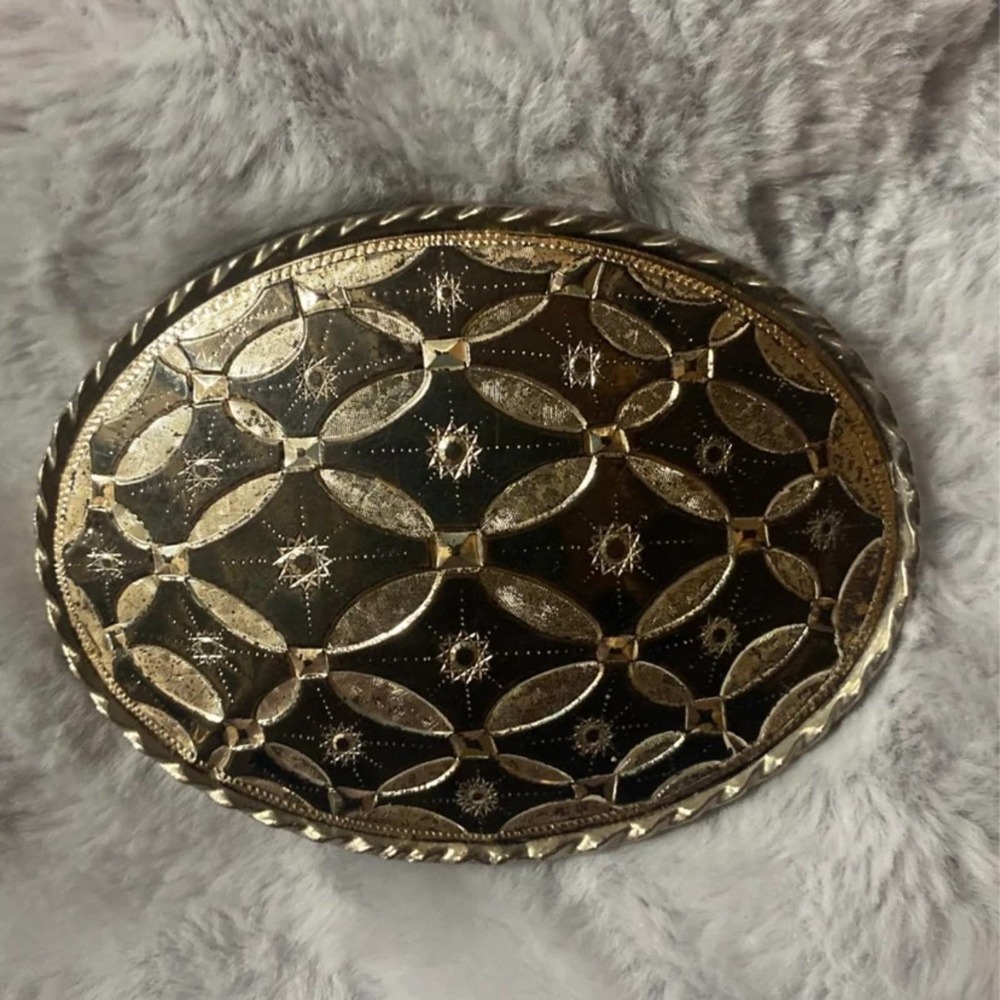 Vintage silver and black belt buckle